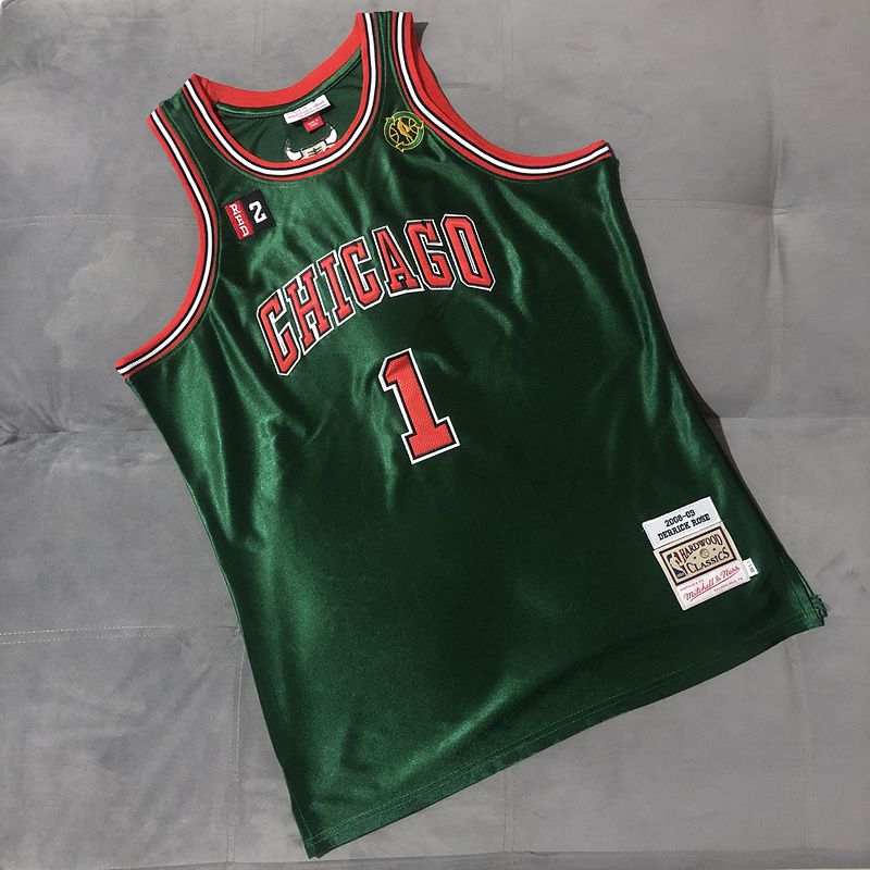 Men Chicago Bulls #1 Rose Green 2008-09 SEPA eco week Vintage secret show NBA Jersey->chicago bulls->NBA Jersey